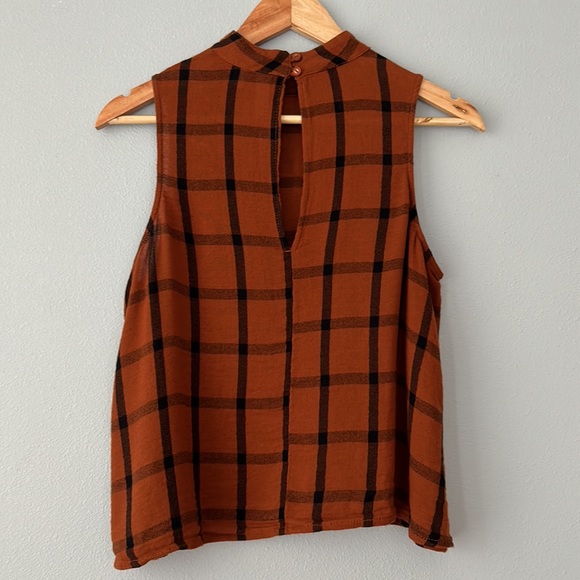 BP. • Terracotta Brown & Black Buffalo Check Mock Neck Sleeveless Top Size XS - Picture 7 of 12